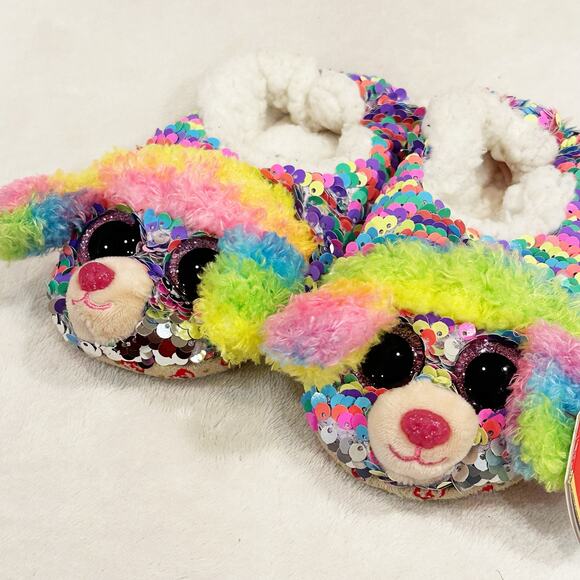 TY Beanie Babies Sequin Poodle Rainbow Slippers sz 11-13 - Picture 4 of 7